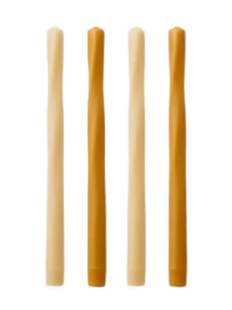 Twist Tapered Candles, Beige and Light Brown, Set of 4