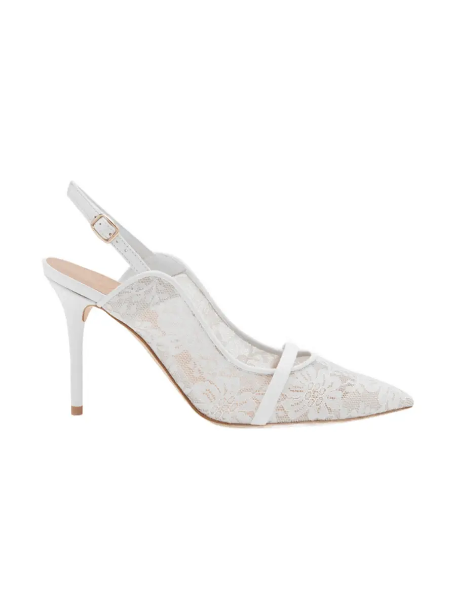 Marion White Lace Slingbacks