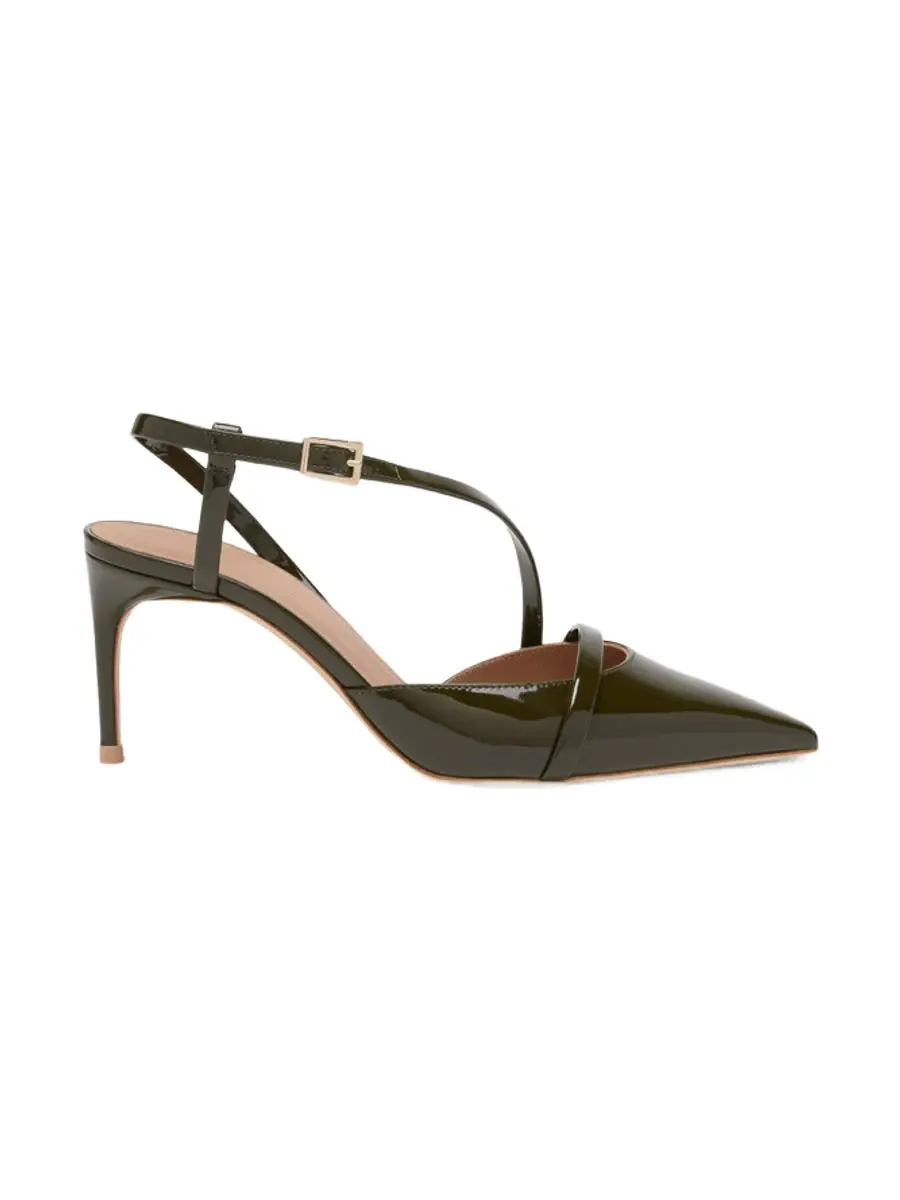 Valeria Dark Green Patent Slingbacks