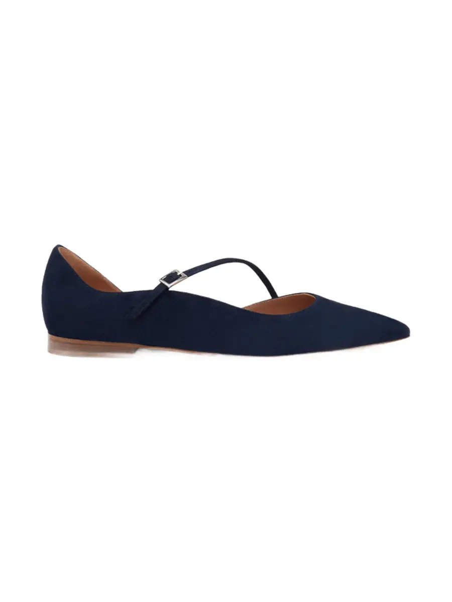 Bettina Dark Blue Suede Flats