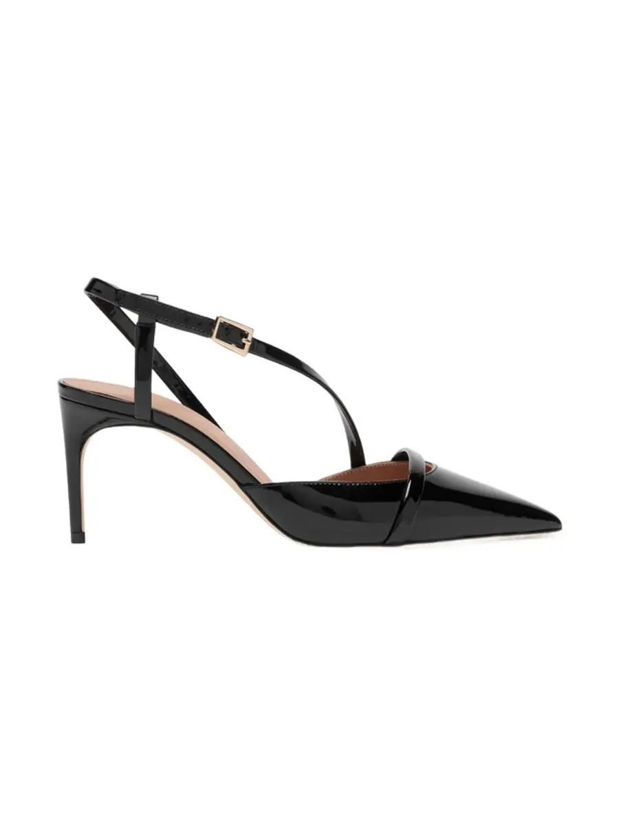 Valeria 70 Black Patent Slingbacks