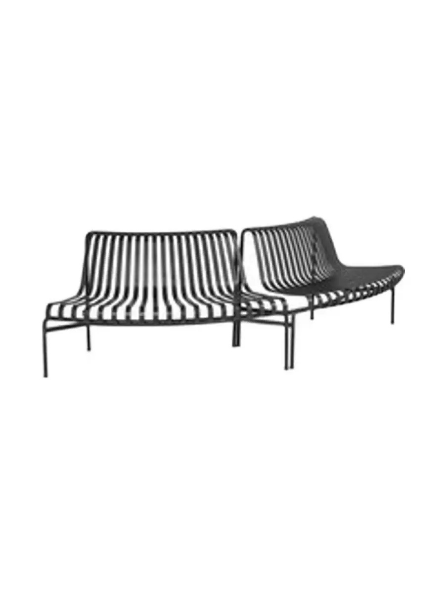 Palissade Outdoor Bench with Backrest, Anthracite, Set of 2