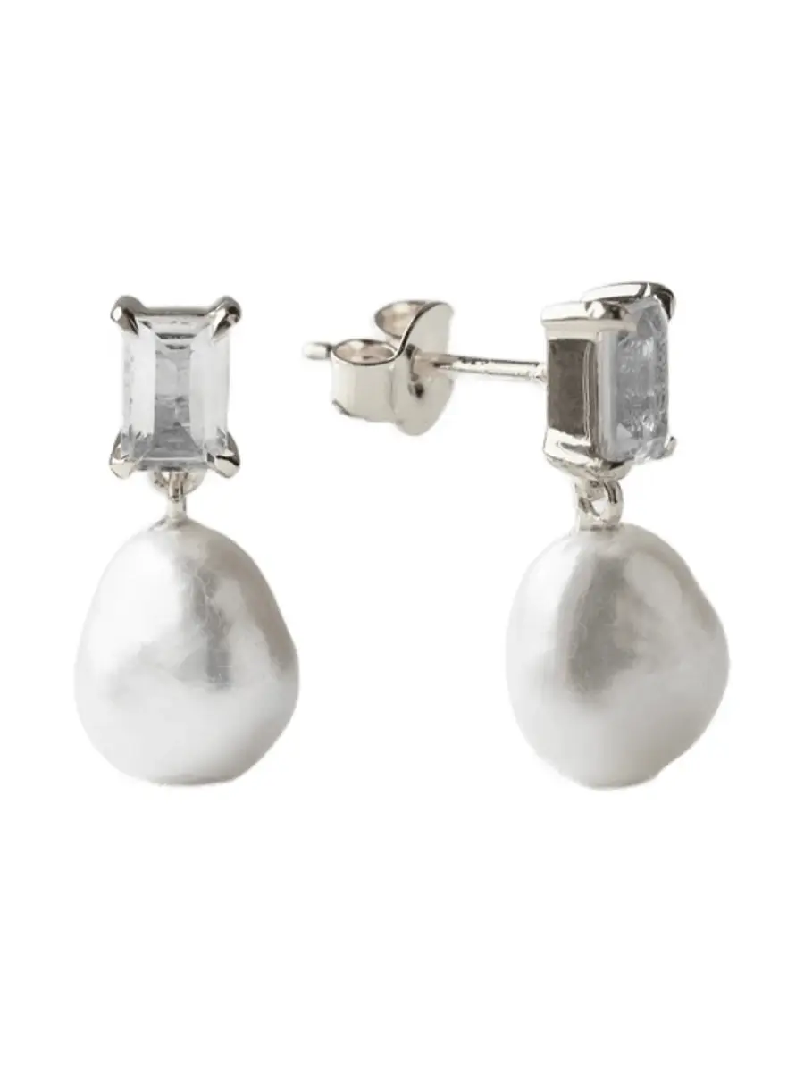 Soleil Gemstone and Pearl Drop Earrings