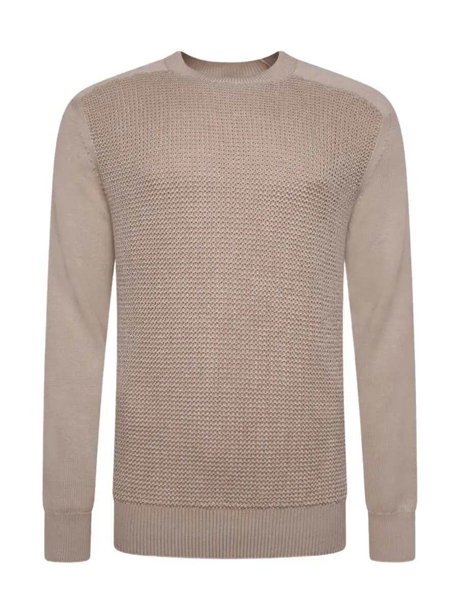 Beige Honeycomb-Knit Cotton-Silk Sweater