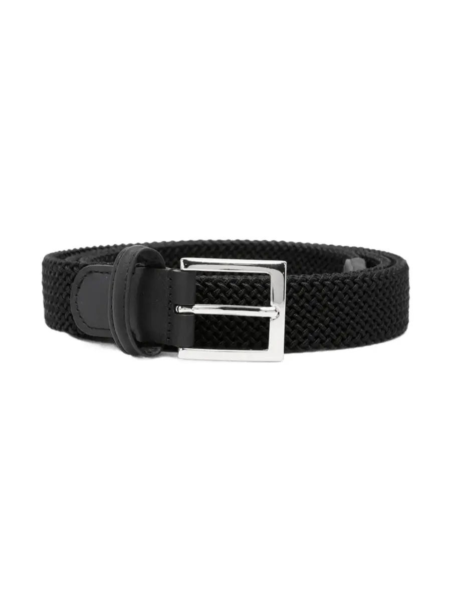 Braided Leather-Trim Belt