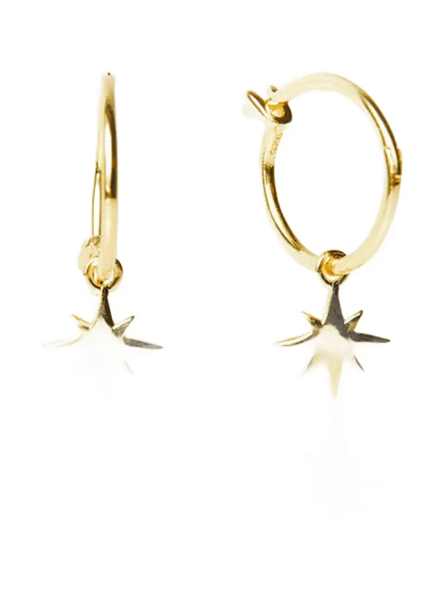 Star Charm Hoops in Gold Vermeil