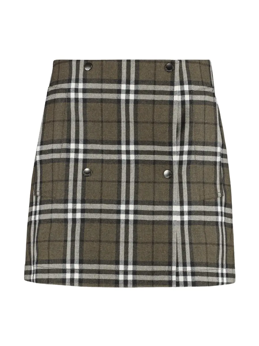 Check Wool Mini Skirt