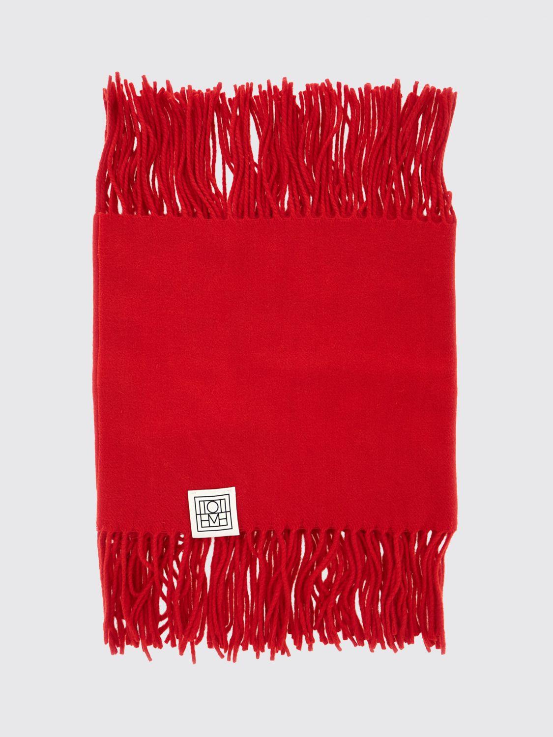 Wool and Cashmere Blend Scarf with Fringed Hem and Applied Logo