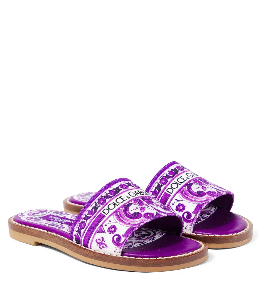 & Gabbana Kids Majolica Canvas Slides