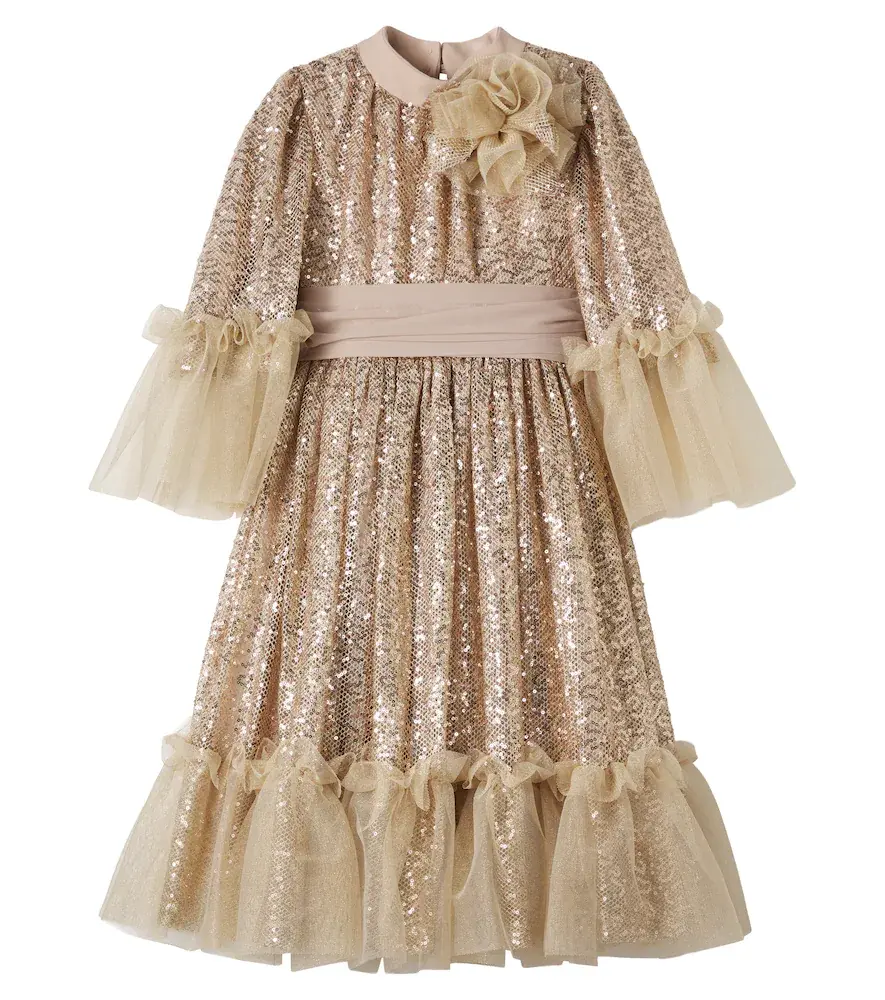 Sequined Ruffled Tulle Dress