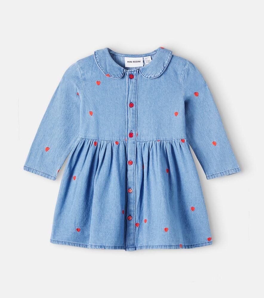 Mini Rodini Embroidered Denim Shirt Dress