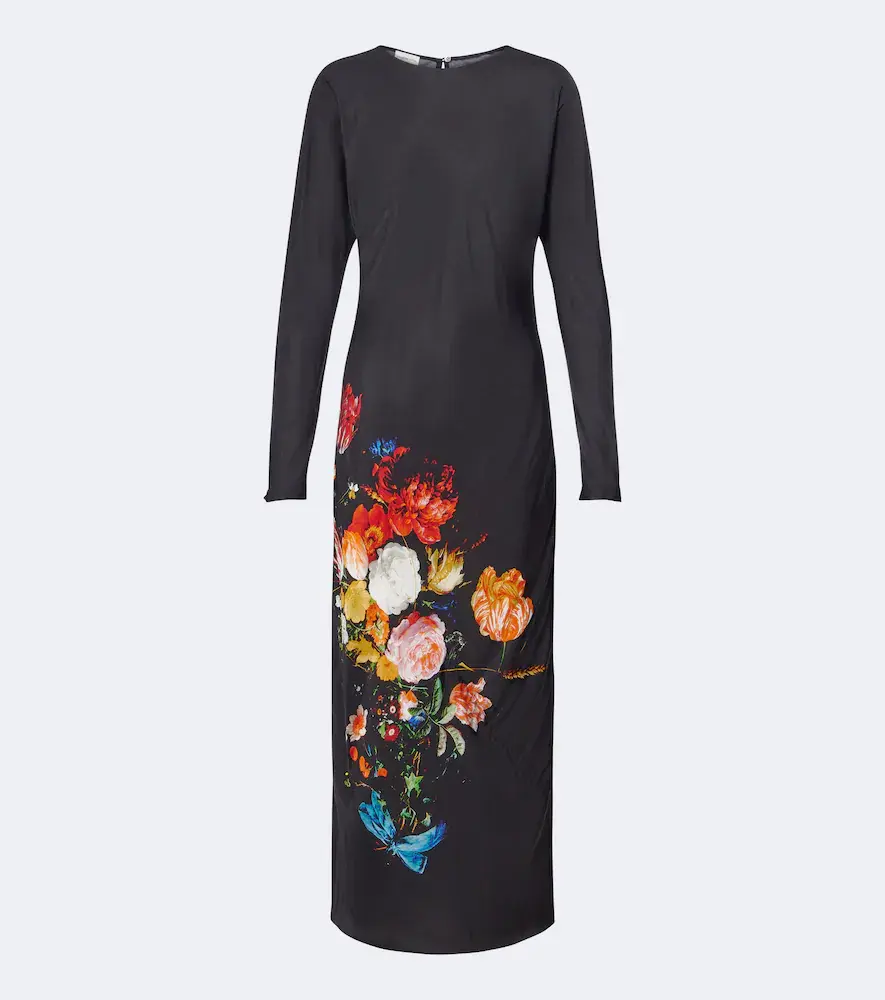 Dries van Noten Floral Satin Maxi Dress