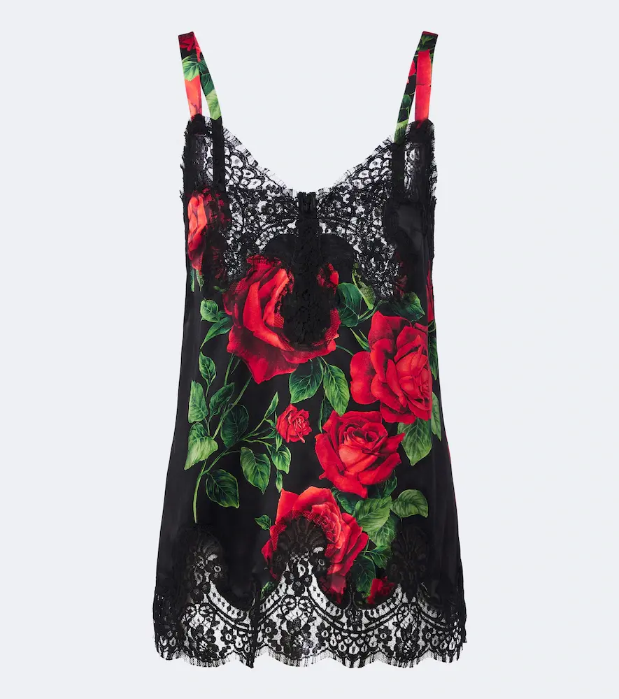 & Gabbana Floral Silk and Cotton-blend Camisole