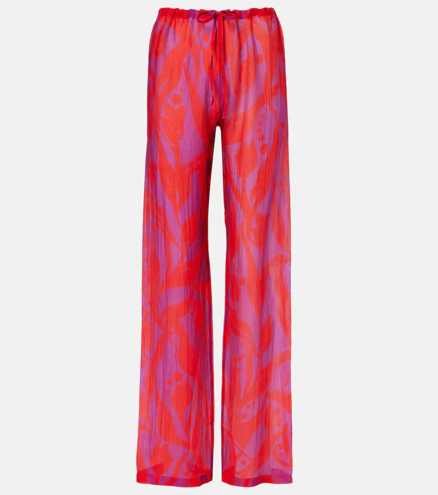 Dries van Noten Pachas Silk Straight Pants