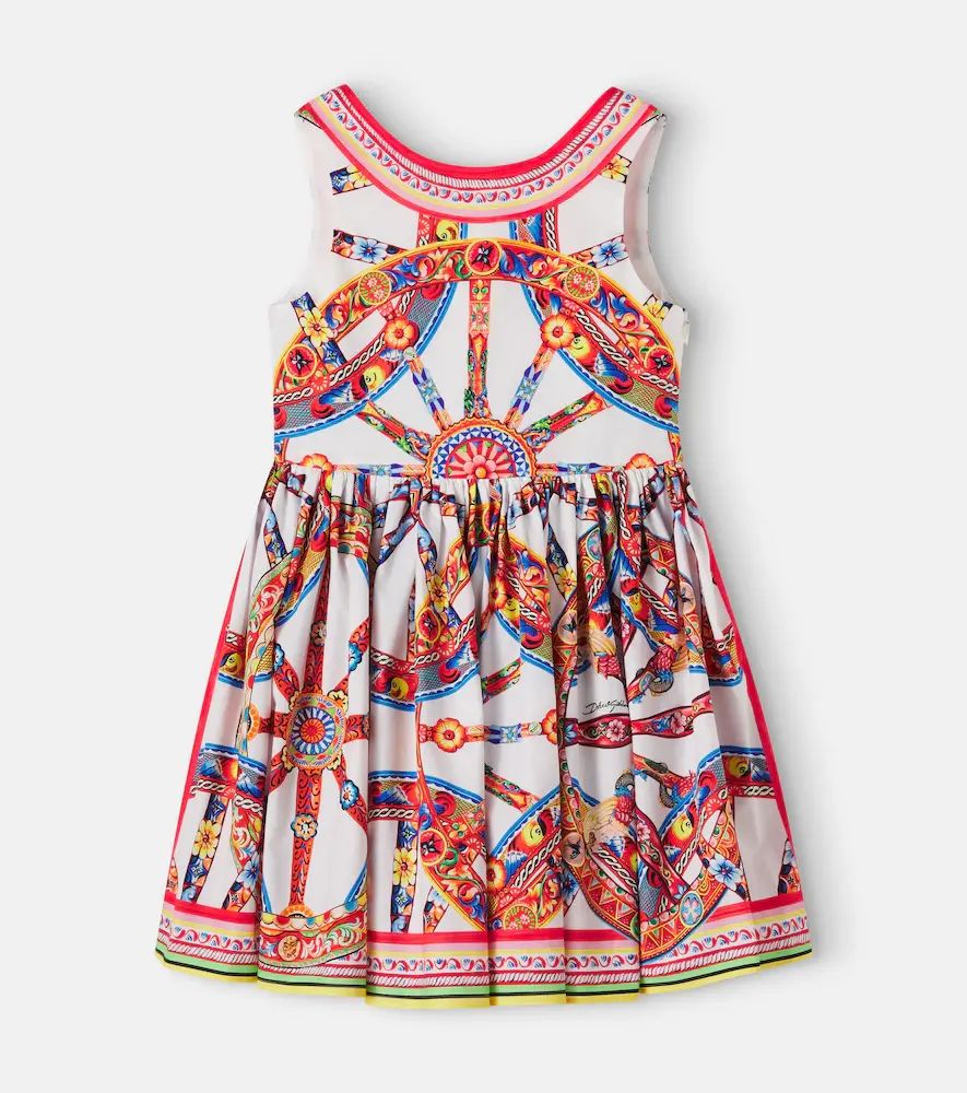 & Gabbana Kids Carretto Printed Cotton Poplin Dress