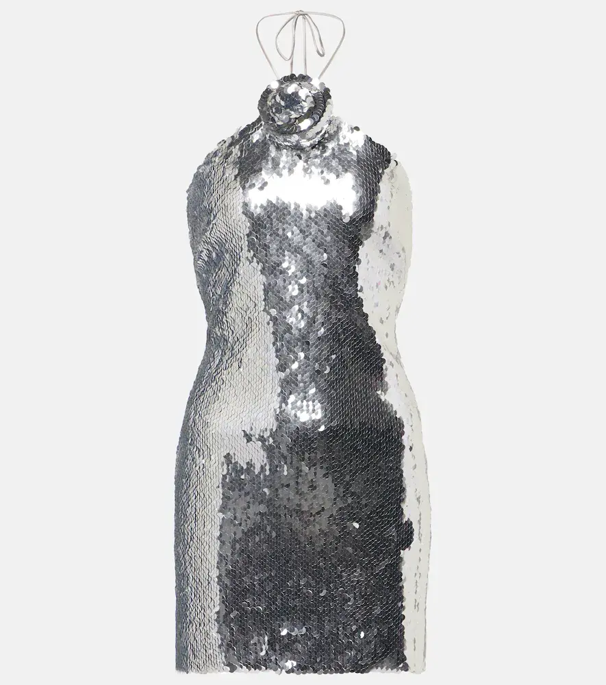 Magda Butrym Sequined Floral-applique Minidress