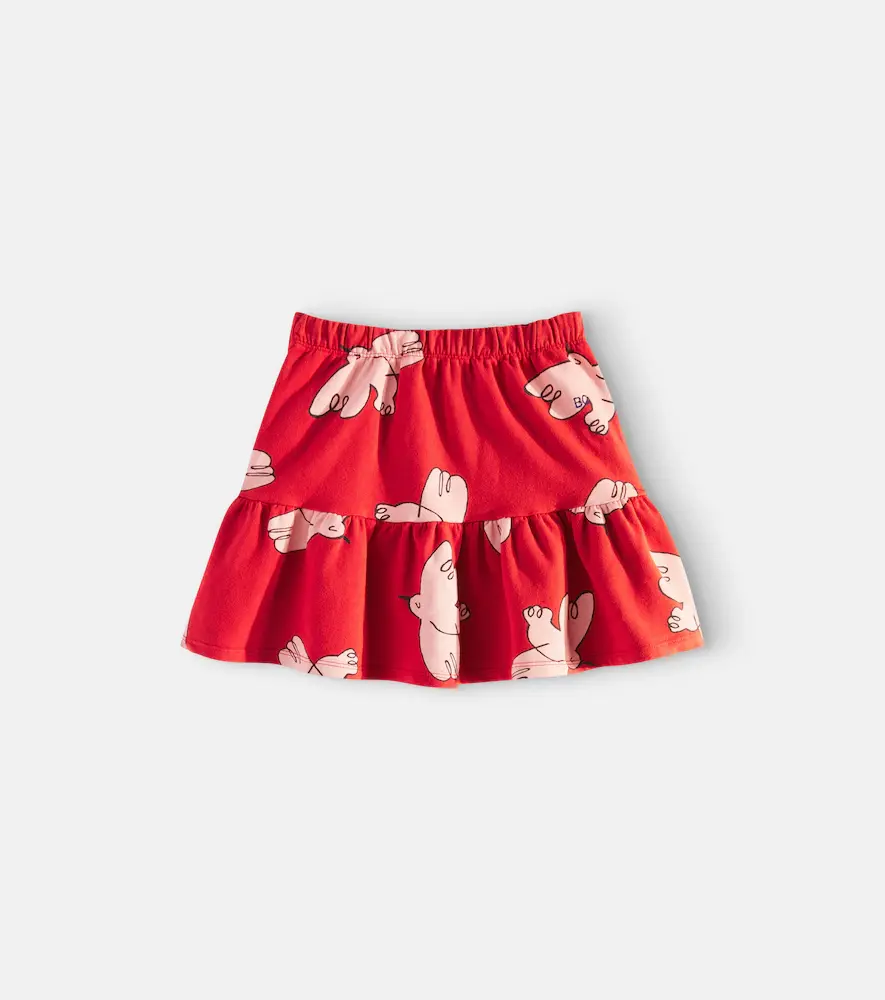 Bobo Choses Freedom Bird Tiered Cotton-blend Skirt