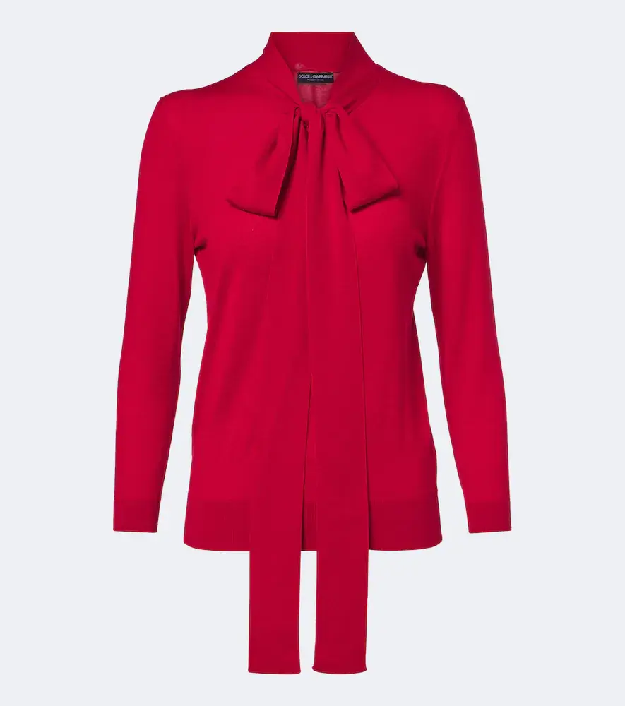 & Gabbana Bow-detail Virgin Wool Sweater