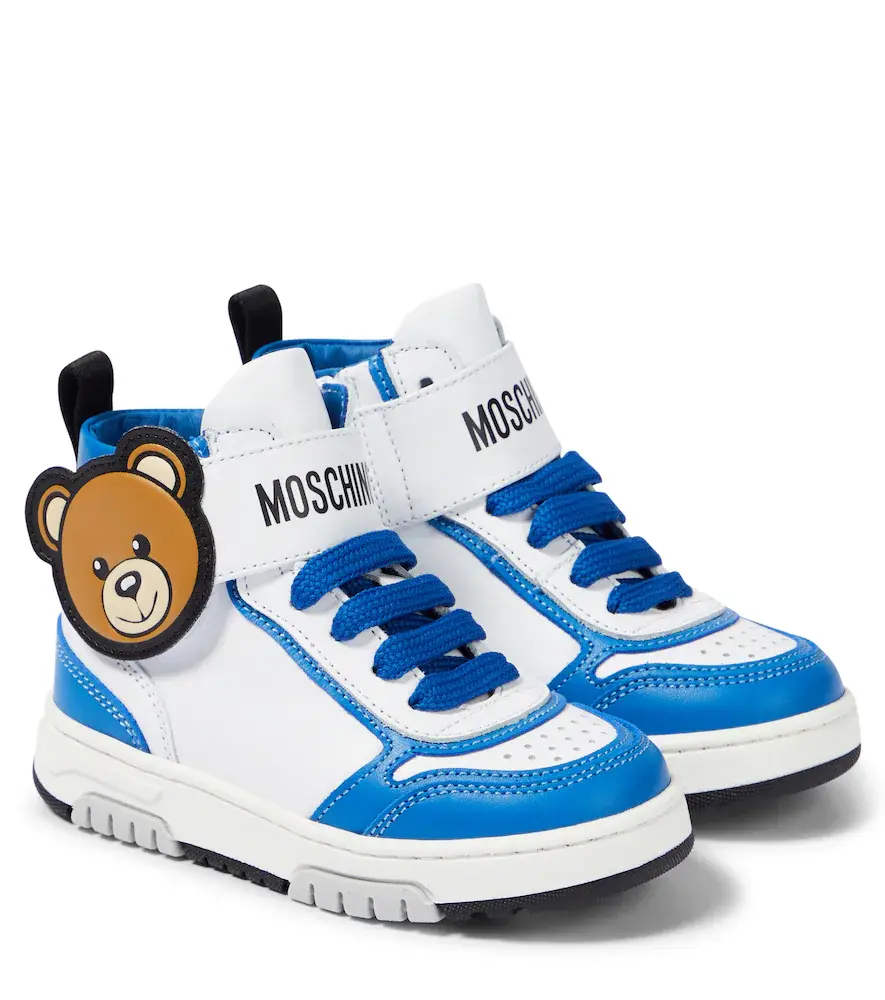 Moschino Kids Logo Leather Sneakers