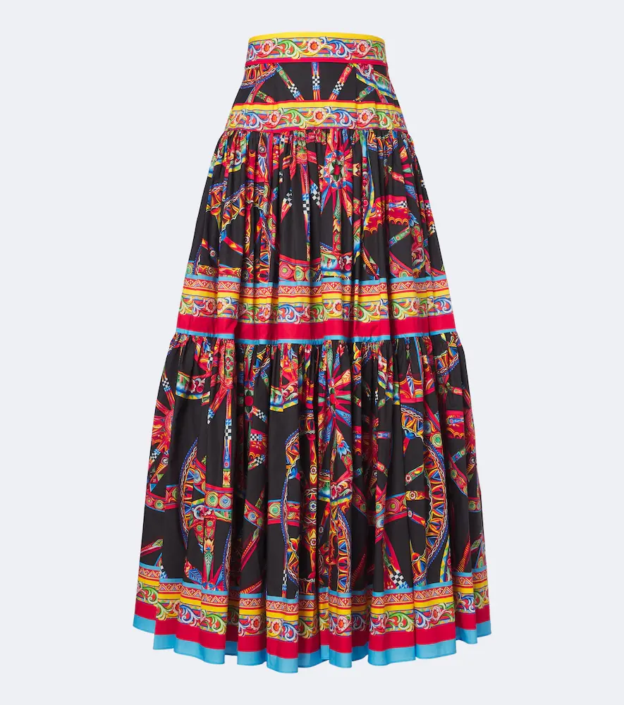 & Gabbana Carretto Cotton Maxi Skirt