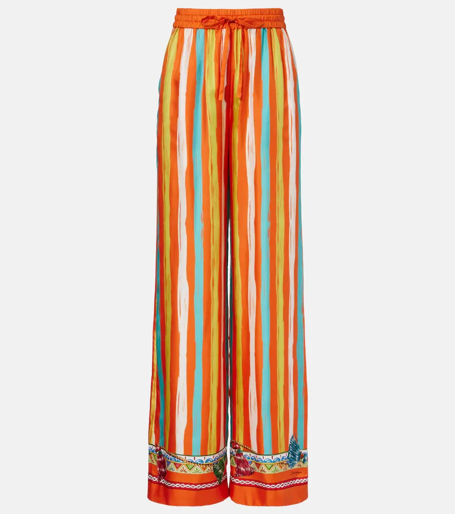 & Gabbana Striped Silk Palazzo Pants