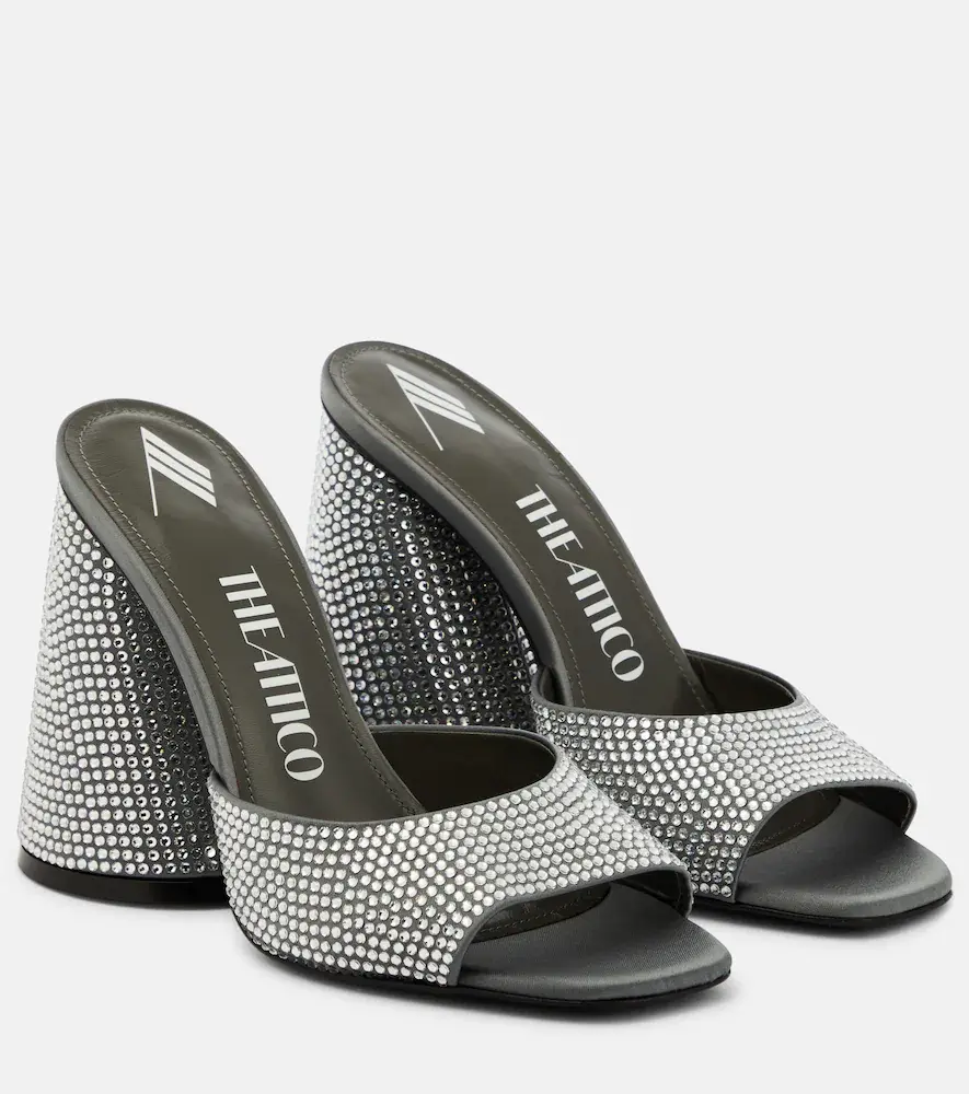 The Attico Luz Crystal-embellished Leather Mules
