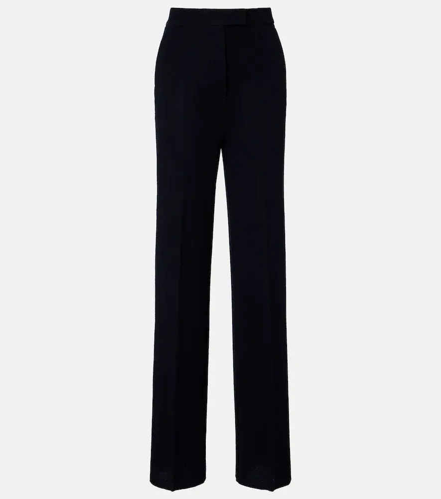 Max Mara Attinia Virgin Wool Pique Wide-leg Pants