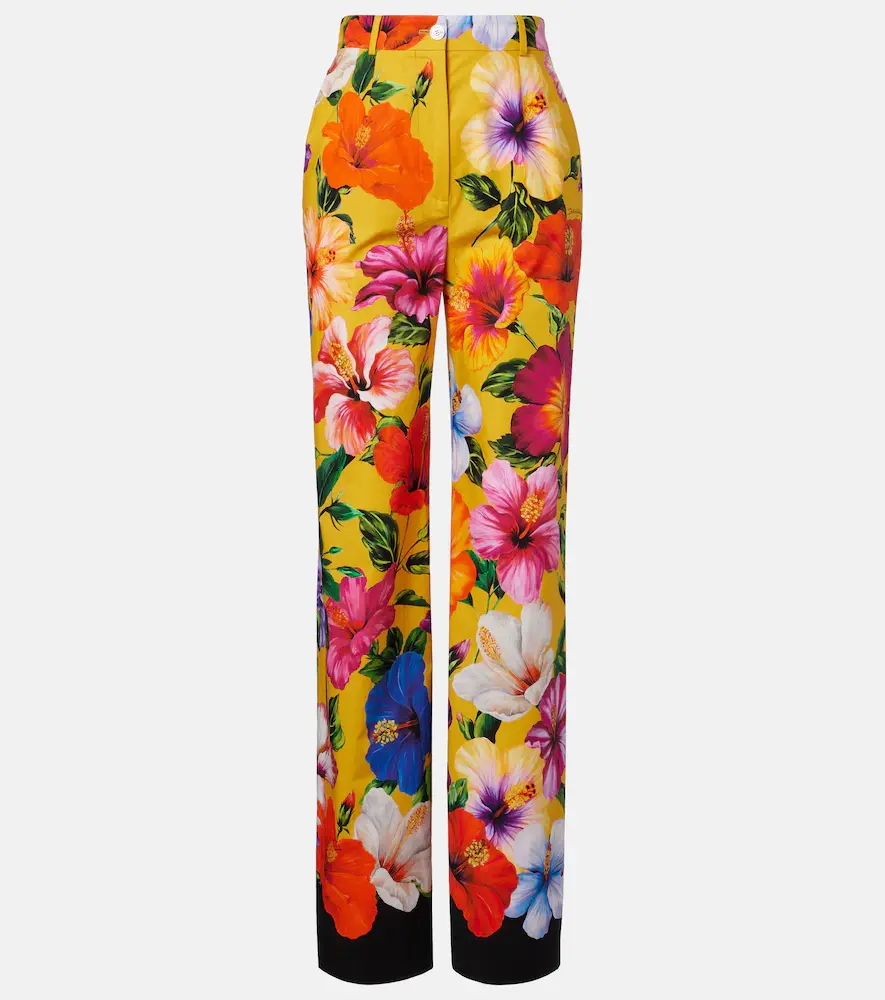 & Gabbana Floral Cotton Wide-leg Pants