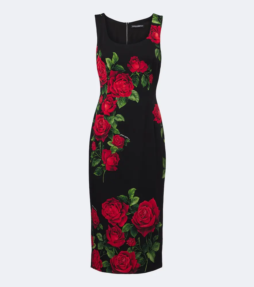 & Gabbana Floral Silk-blend Midi Dress