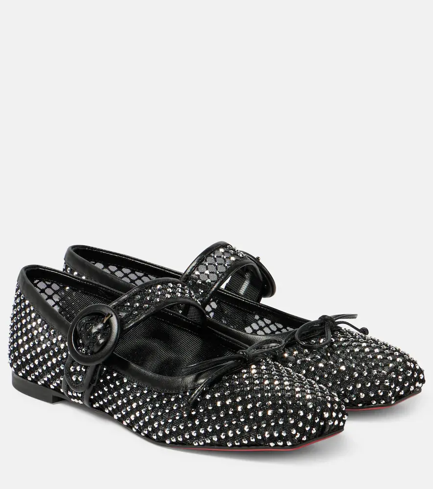 Christian Louboutin Mamastrapitina Embellished Mesh Ballet Flats