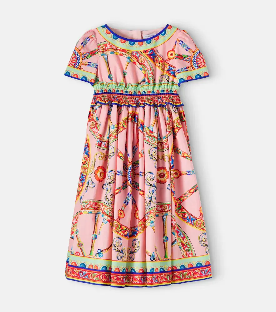 & Gabbana Kids Carretto Cotton Poplin Dress