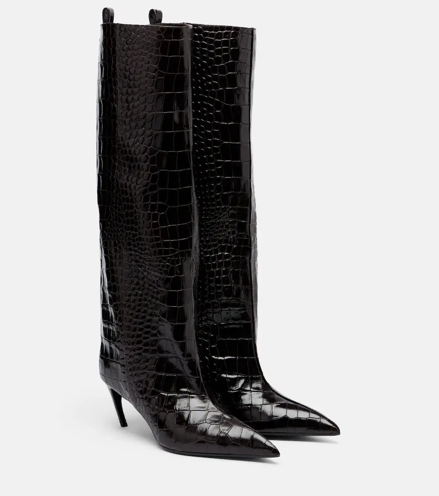 The Attico Lea Croc-effect Leather Knee-high Boots