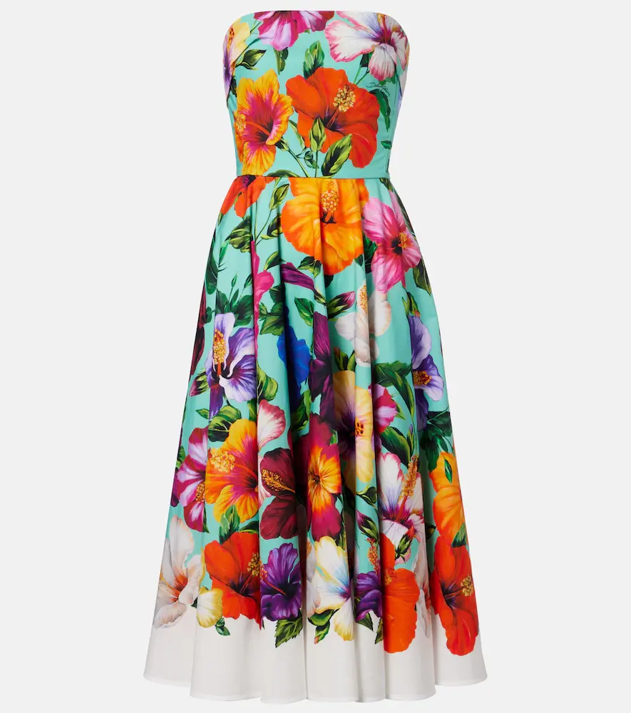 & Gabbana Floral Cotton Bustier Dress