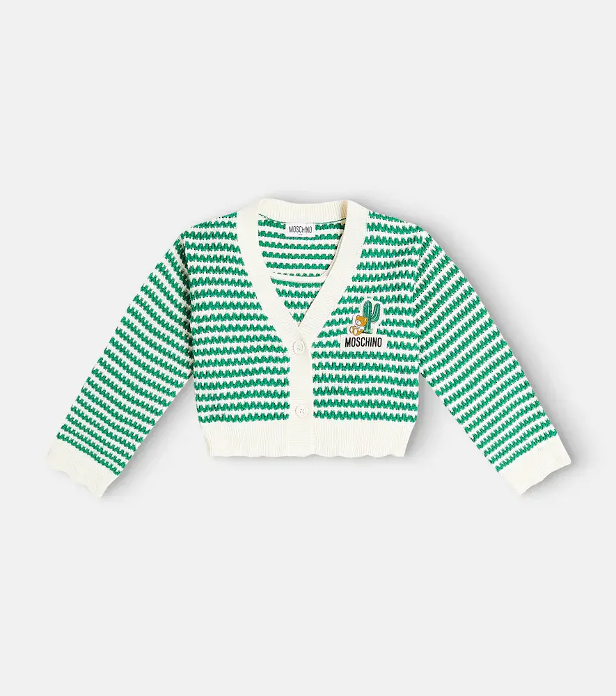 Moschino Kids Striped Cotton Top and Cardigan Set