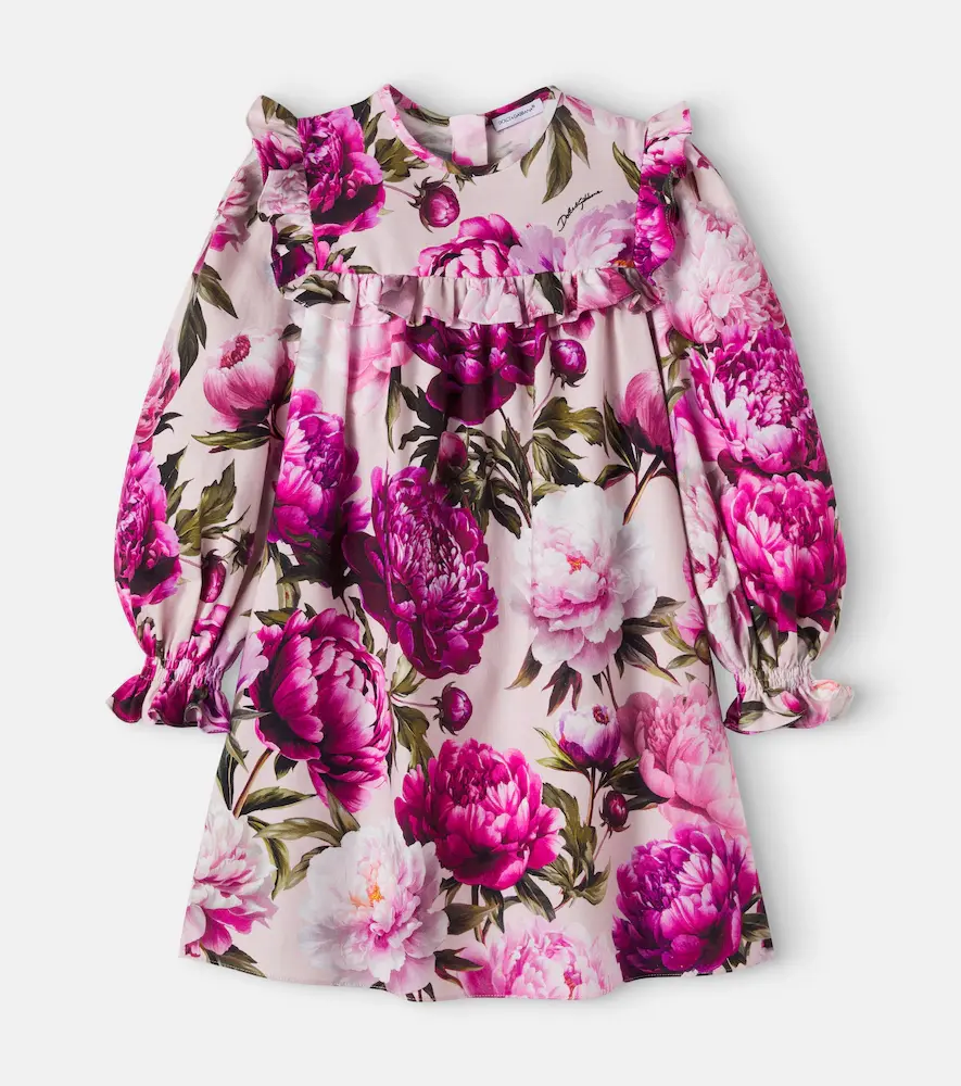 & Gabbana Kids Floral Ruffled Cotton Dress
