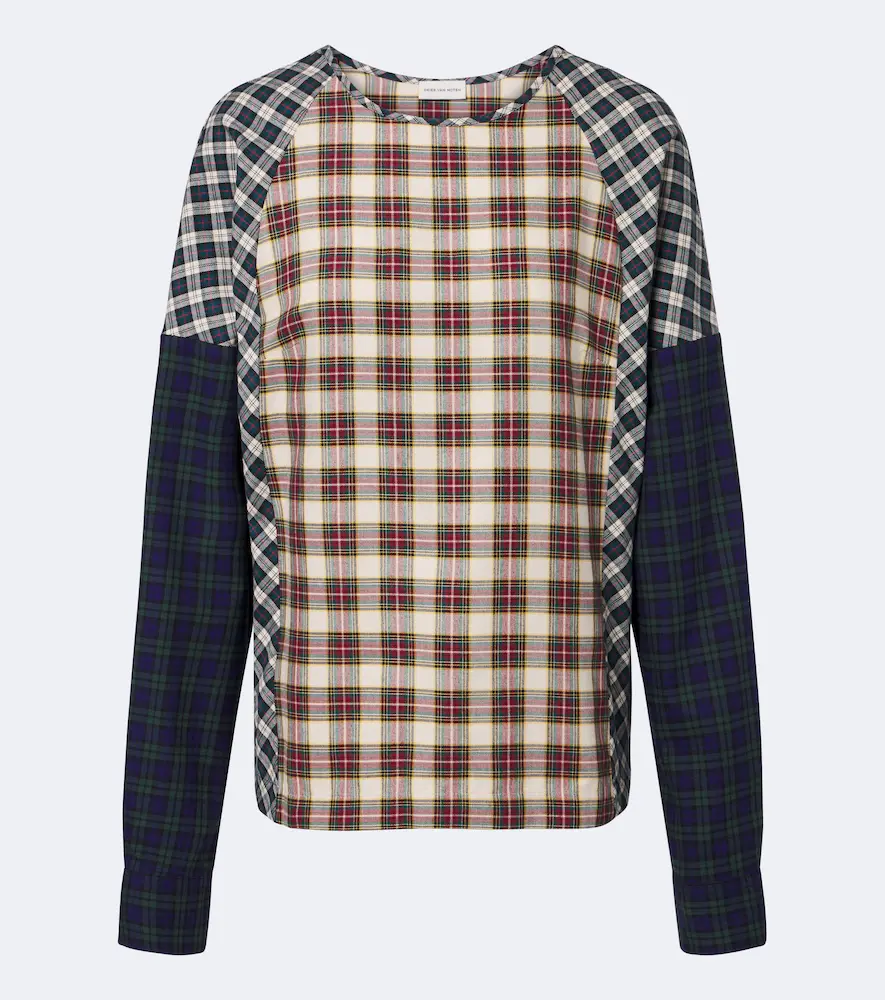 Dries van Noten Checked Cotton Flannel Top