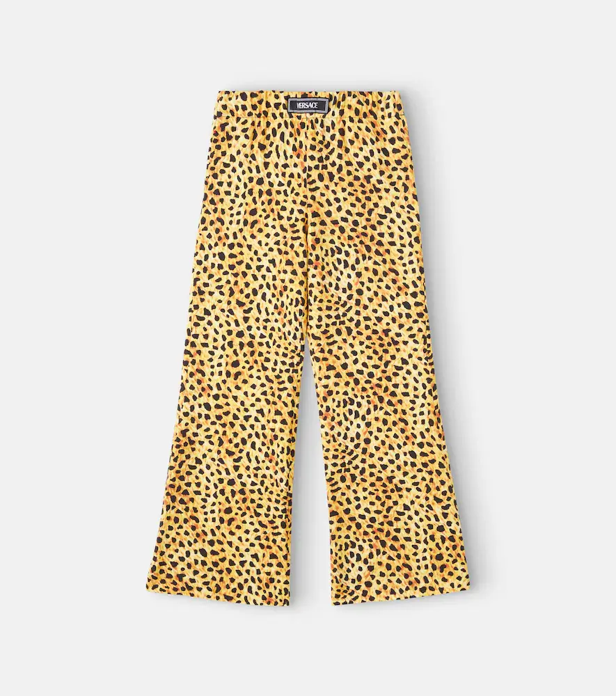 Versace Kids Leopard-print Wide-leg Pants