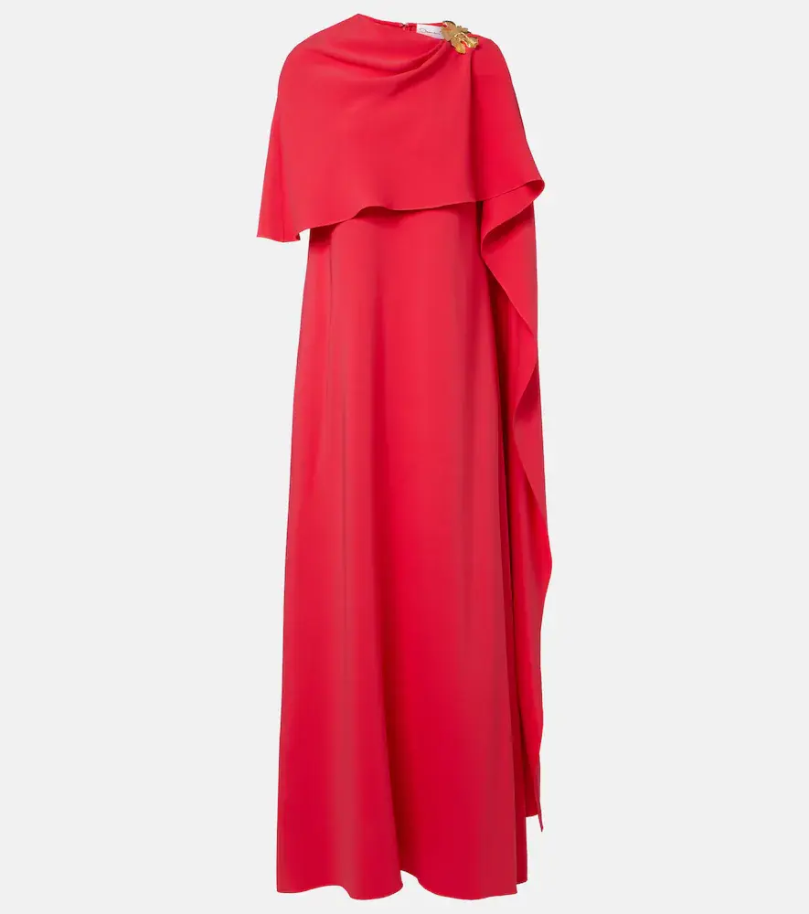 Oscar de la Renta Embellished Silk-blend Georgette Gown