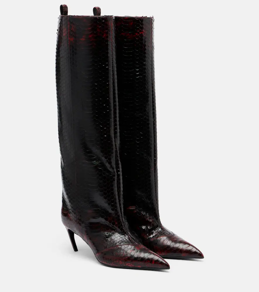 The Attico Lea Snake-effect Leather Knee-high Boots