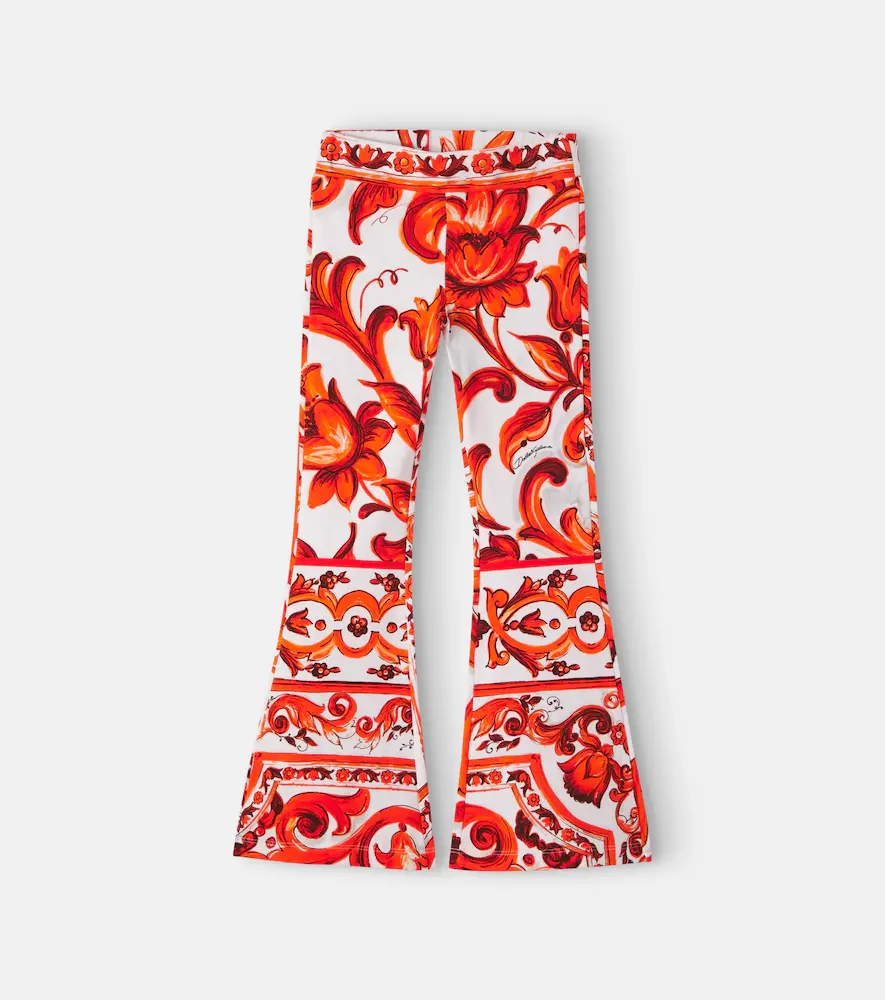 & Gabbana Kids Majolica Cotton-blend Flared Pants