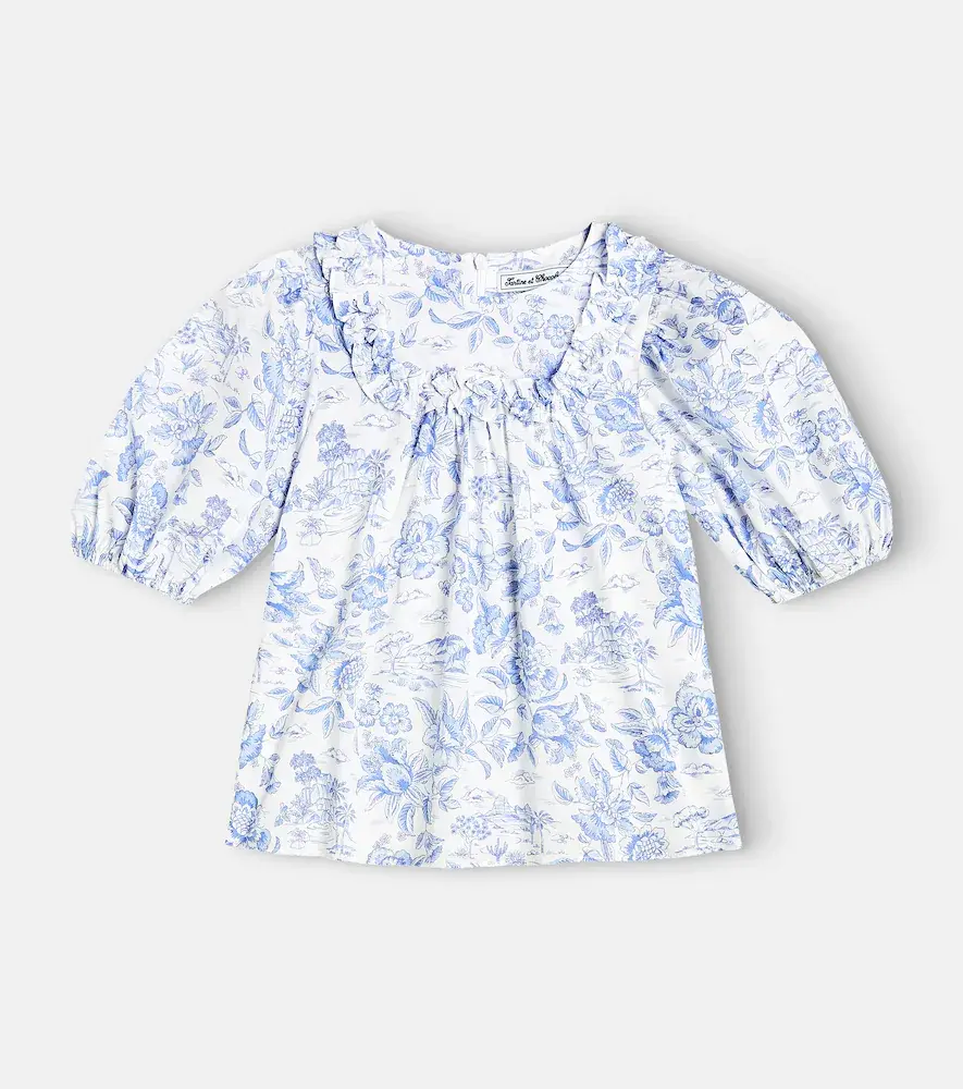 Tartine Et Chocolat Floral Puff-sleeve Cotton Top