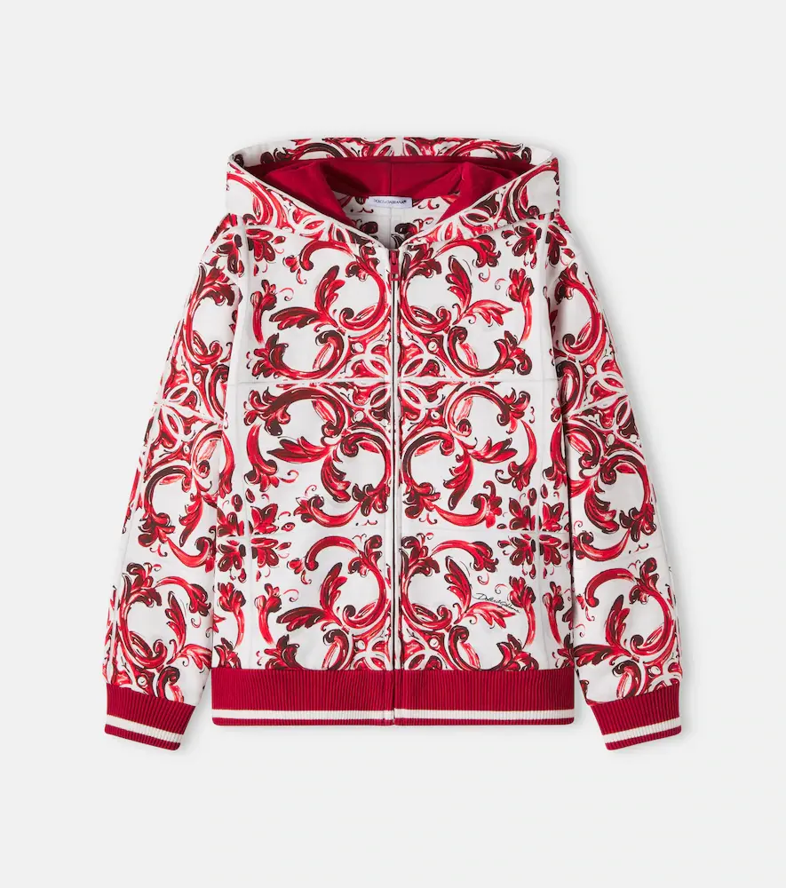& Gabbana Kids Majolica Cotton Zip-up Hoodie