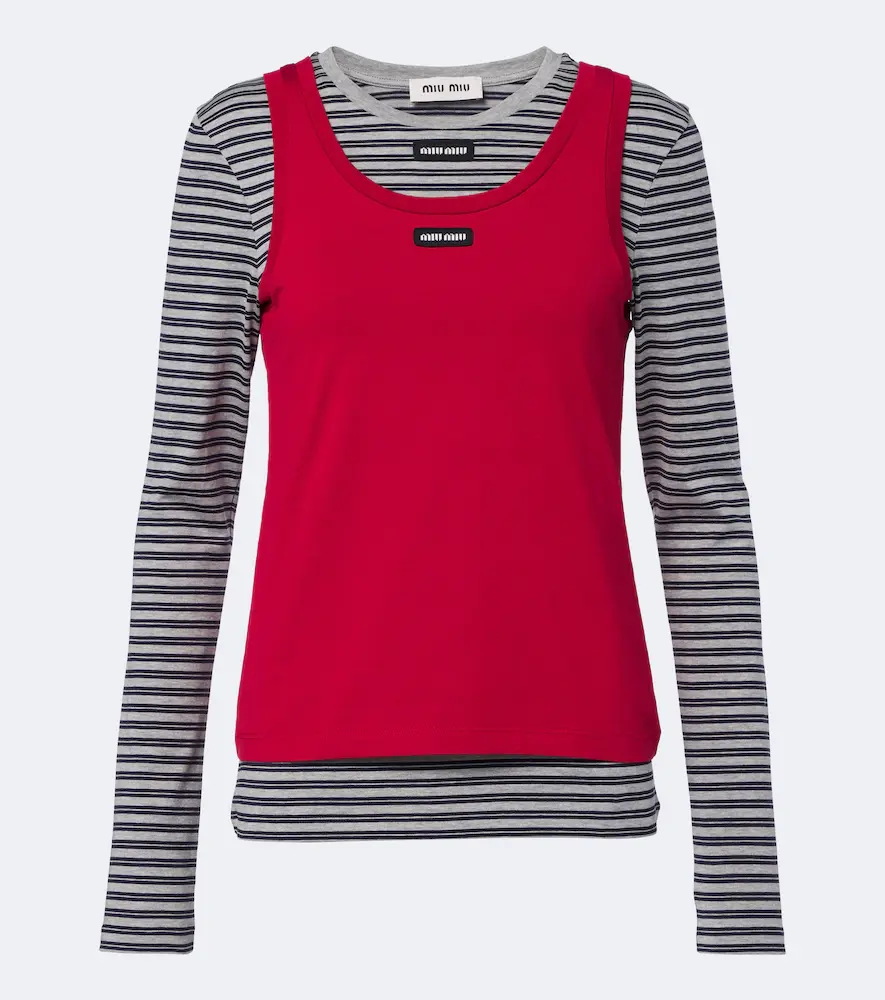Miu Miu Cotton Jersey T-shirt and Tank Top Set