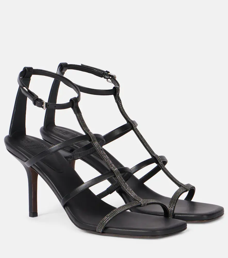 Brunello Cucinelli Monili Leather Sandals