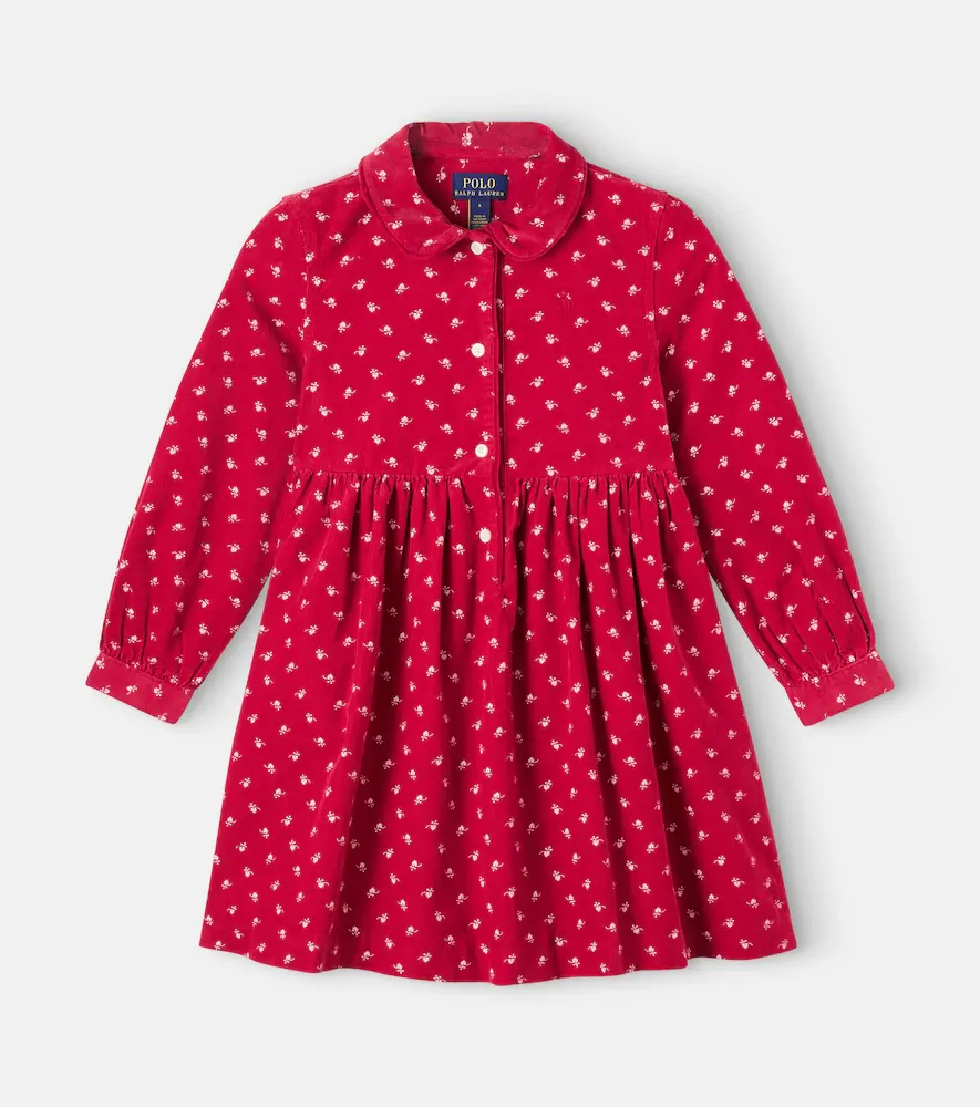 Polo Ralph Lauren Kids Floral Cotton Corduroy Dress