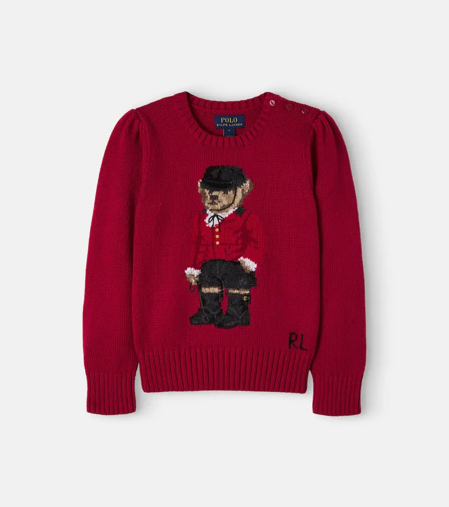 Polo Ralph Lauren Kids Polo Bear Intarsia Cotton Sweater