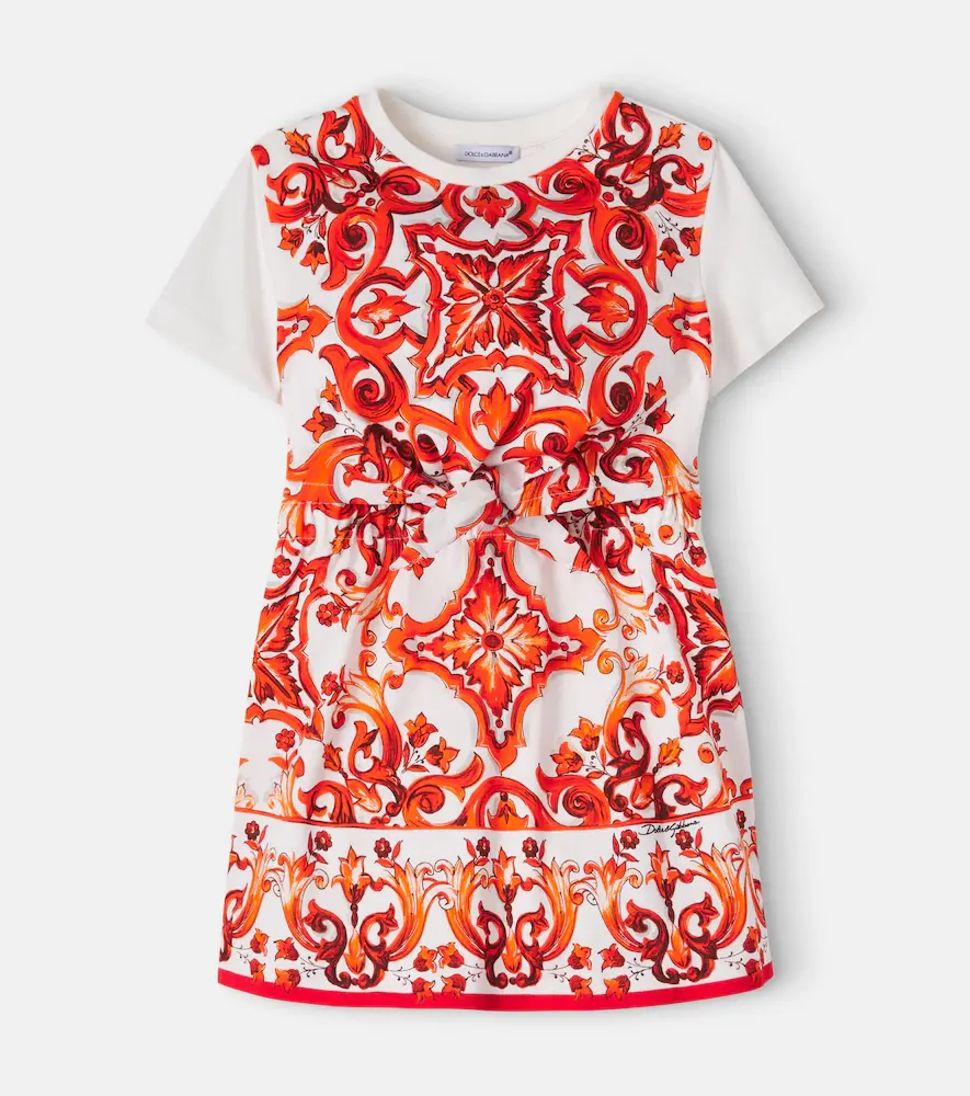 & Gabbana Kids Majolica Cotton Jersey Dress