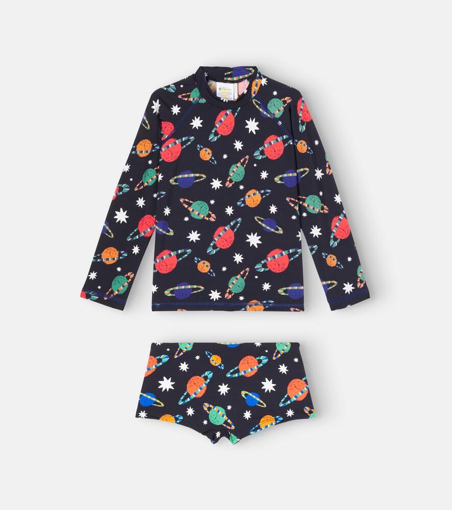 Fabula Printed Rashguard Top and Swim Trunks Set