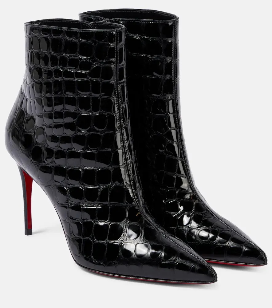 Christian Louboutin So Kate 85 Croc-effect Ankle Boots