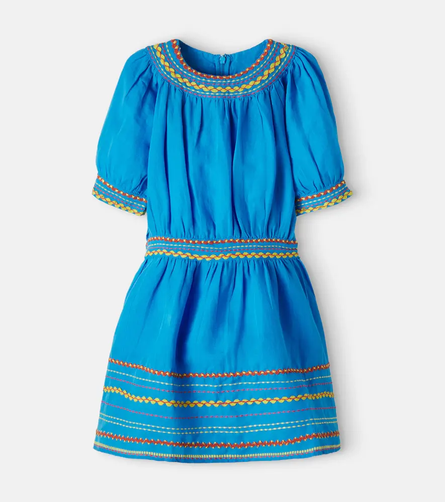 Stella McCartney Kids Embroidered Linen and Cotton Dress